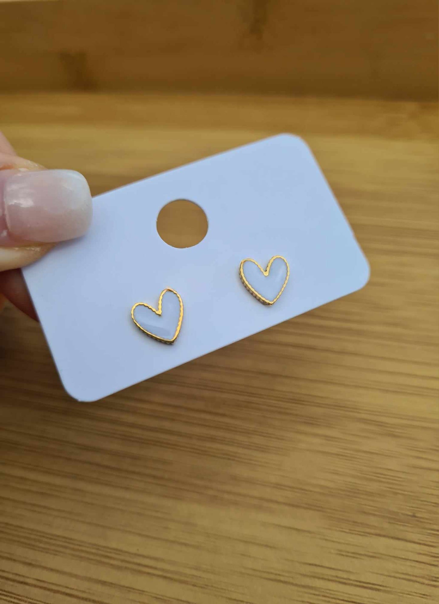 boucles d'oreilles doré coeur blanc cadeau