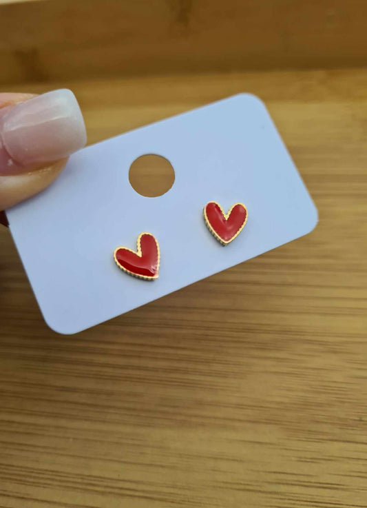 boucles d'oreilles petits coeurs rouges cadeau