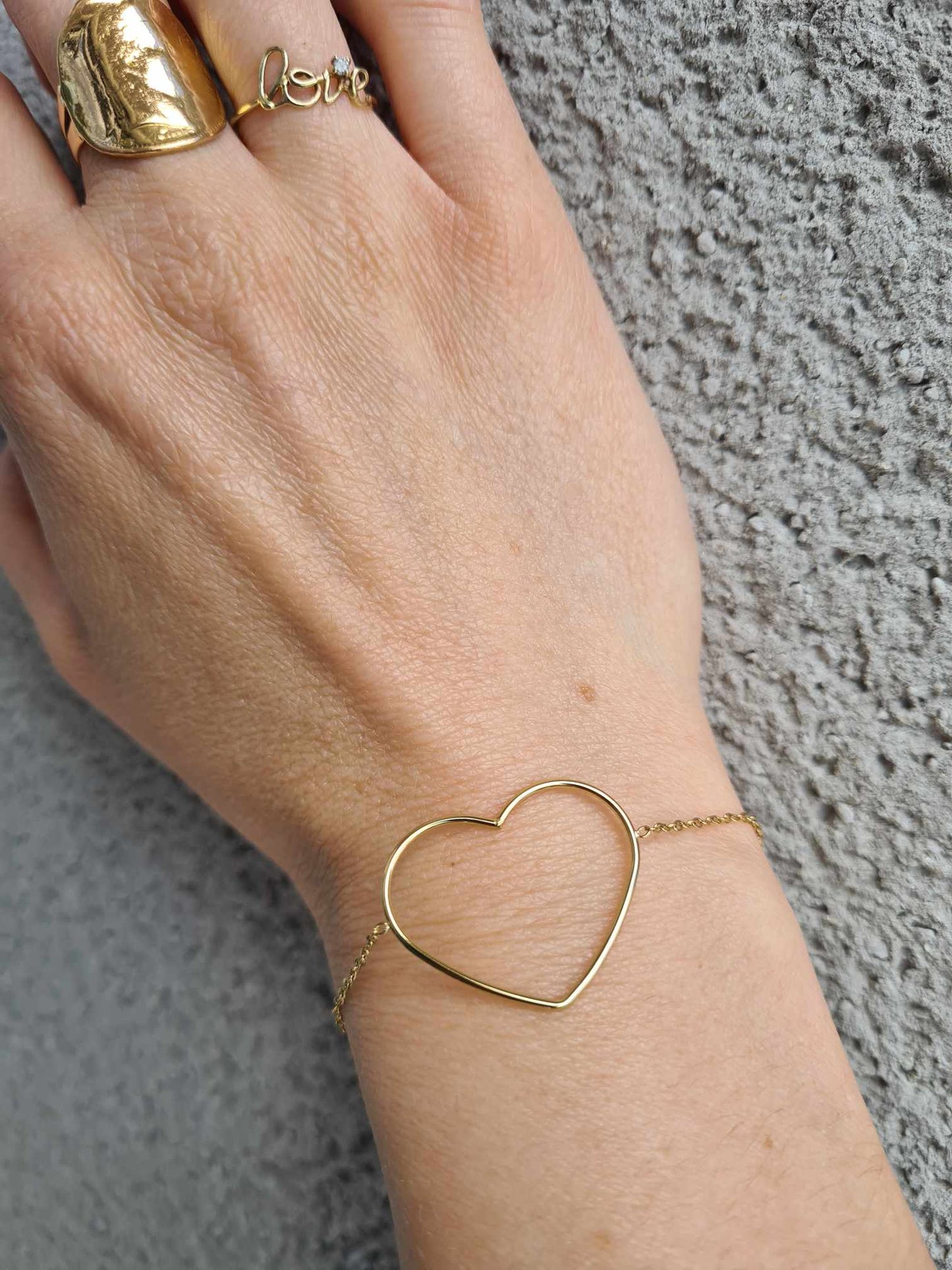 bracelet grand coeur doré
