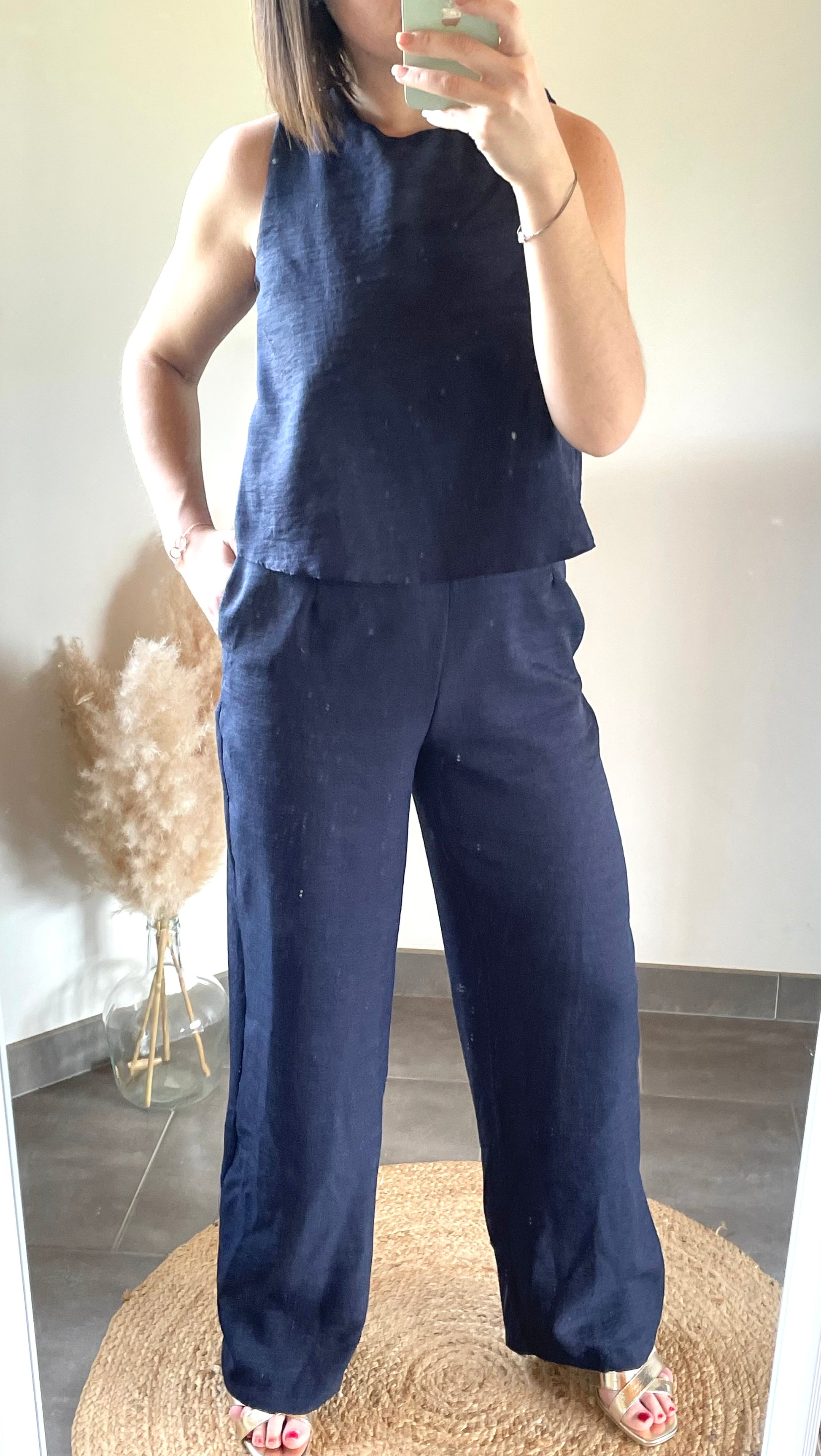 combinaison pantalon bleu marine