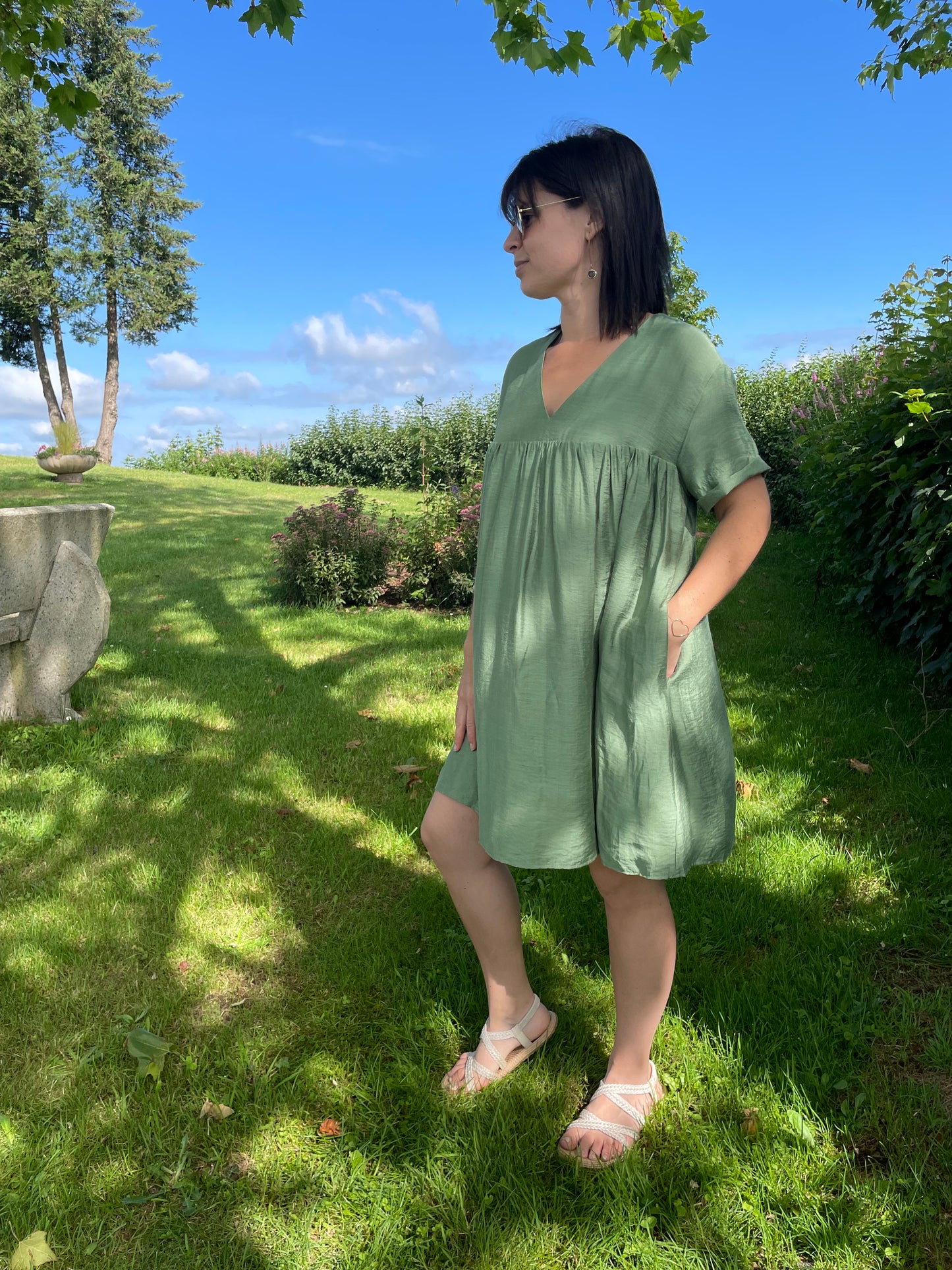 robe short verte confortable fluide