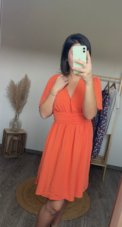 robe courte orange fluide 